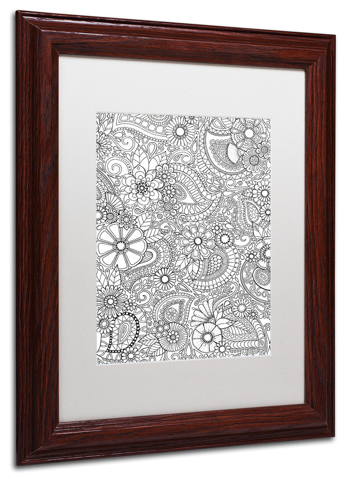 Hello Angel ''Paisley Blooms'' Art, Wood Frame, White Mat, 14x11