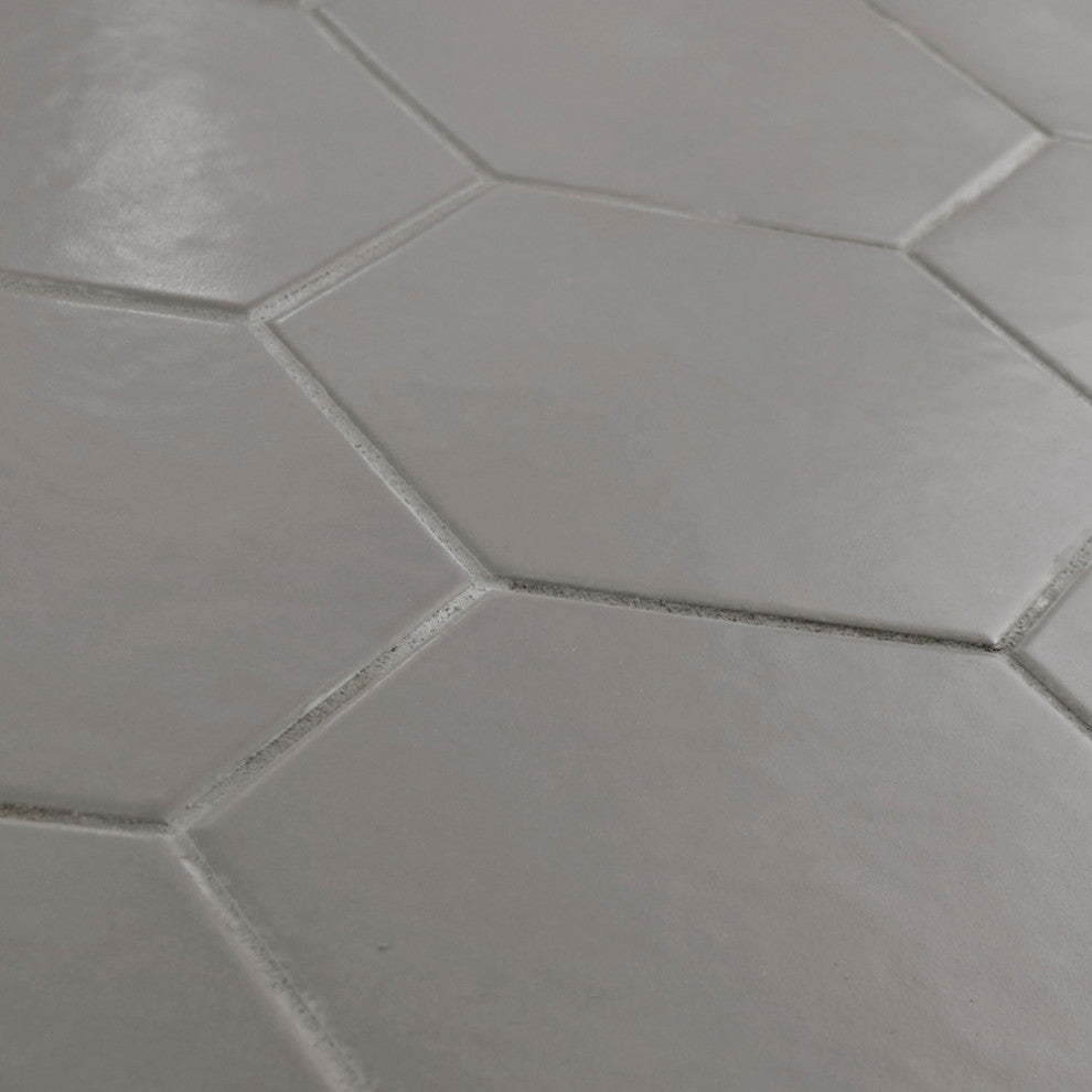 HexTile Ceramic Floor and Wall Tile, Matte Grey, Sample
