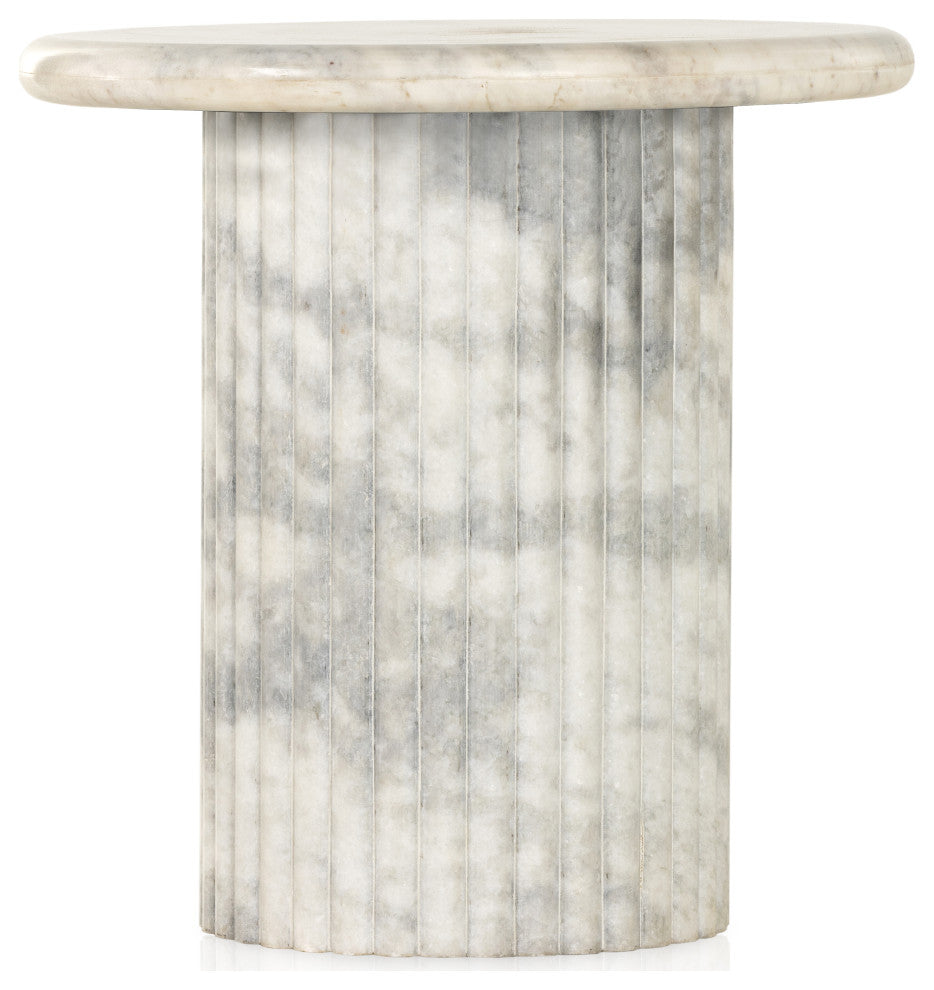 Oranda End Table-Polished White Marble