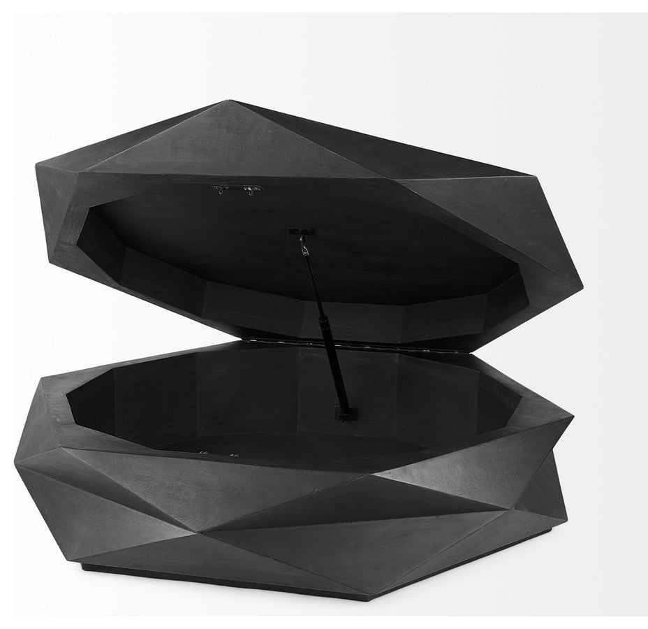 Mod Geometric Black Solid Wood Coffee Table