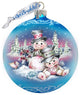 Kind Sweet Snowman Family Glass Ornament