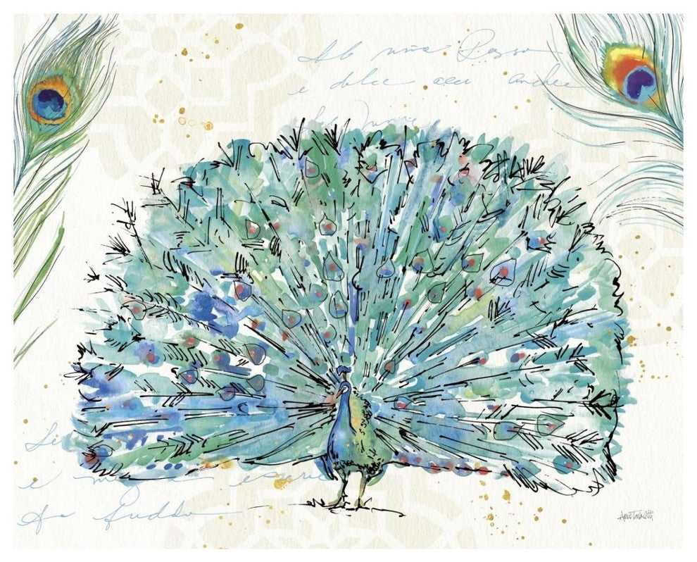"Peacock Garden IX" Digital Paper Print by Anne Tavoletti, 37"x30"