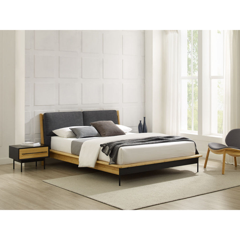 Greenington Santa Cruz King Platform Bed with Fabric | Wheat