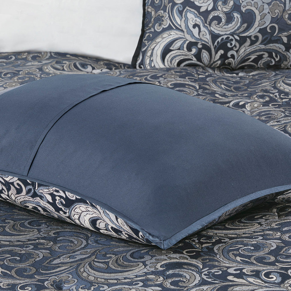 Madison Park Essentials Brystol 24 Piece Room, a Bag, Navy