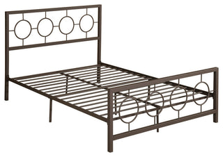 GDF Studio Doris Modern Queen Geometric Low-Profile Platform Bed Frame, Hammered
