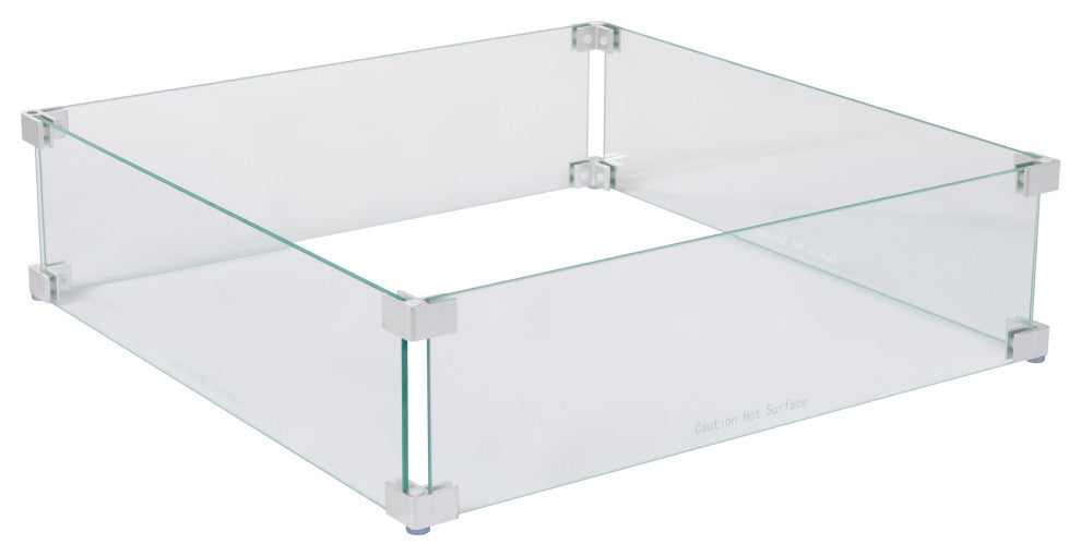 Tempered Glass Wind Guard For Square Fire Pits