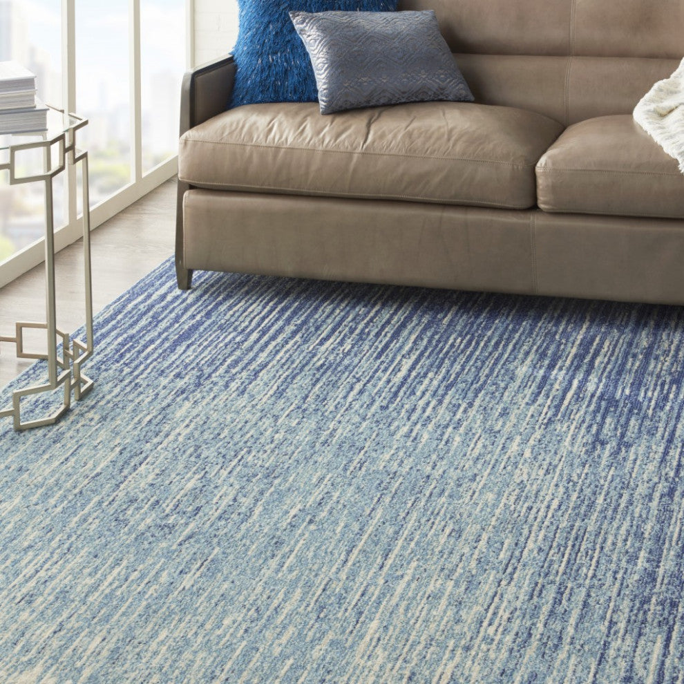 7 x 10 Navy and Light Blue Abstract Area Rug