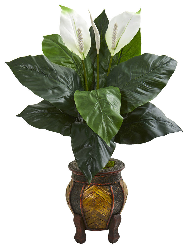 Nearly Natural Spathifyllum Artificial Plant in Decorative Planter
