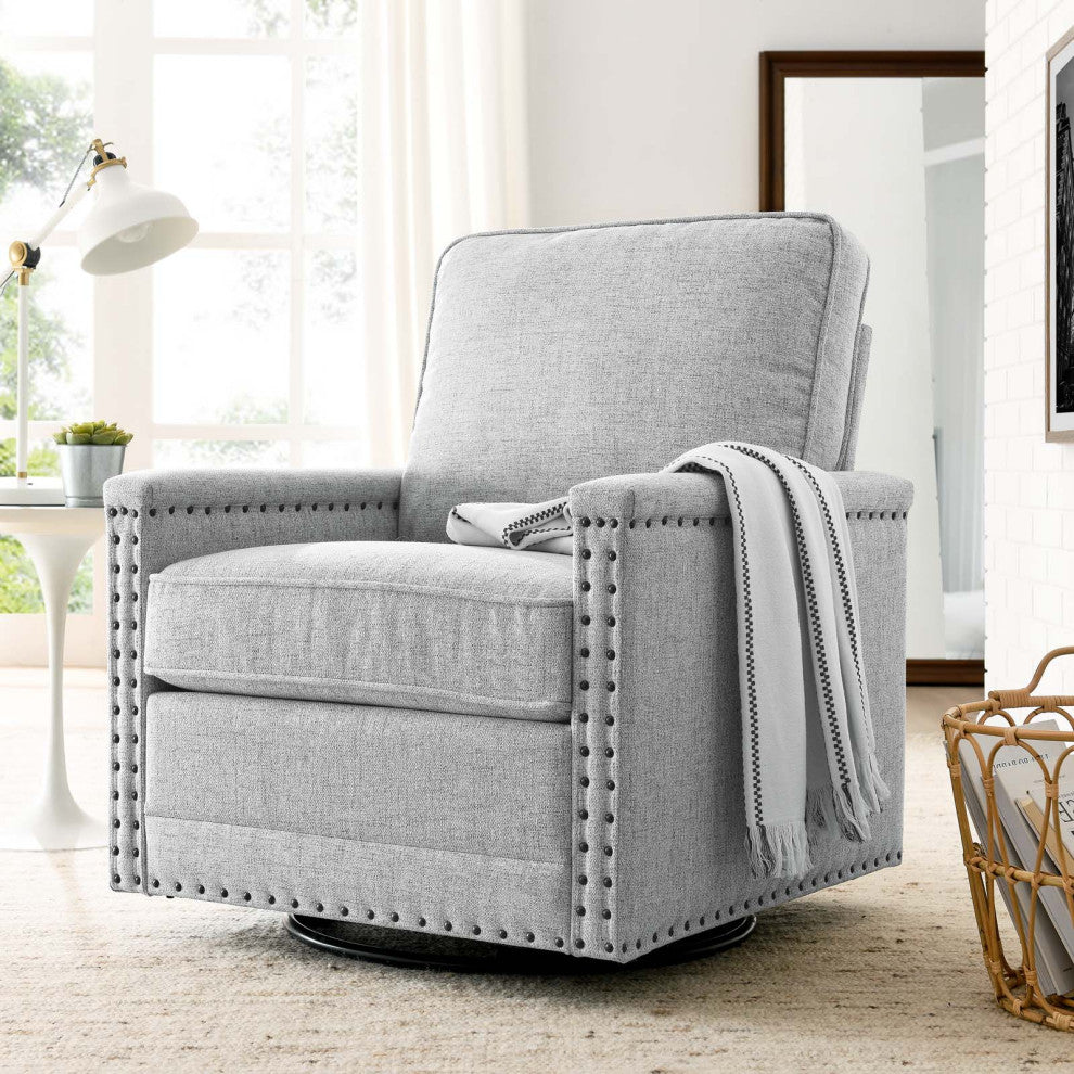 Armchair Accent Swivel Chair, Fabric, Gray, Modern, Lounge Hospitality