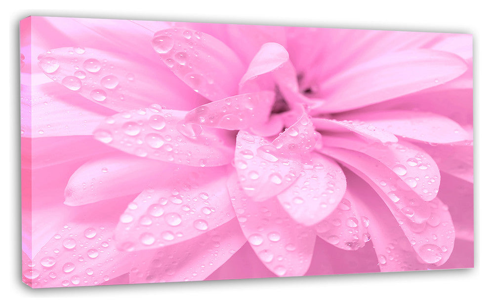 Abstract Pink Flower with Petals, Floral Canvas Art Print, 32"x16"