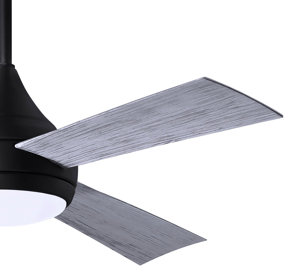 Donaire Paddle Fan Integrated LED, Matte Black, Barnwood Tone Blades