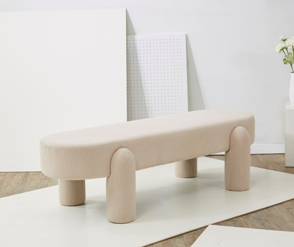 Safavieh Couture Laurence Corduroy Bench, Sand
