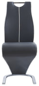 Set of 2 Gray and White Z Style Dining Chairs, Metalic Base and Seat Back Handle