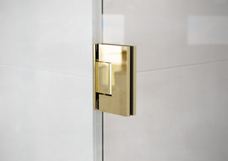 58.25"x58" Frameless Shower Bath Door Wall Hinge, Polished Brass