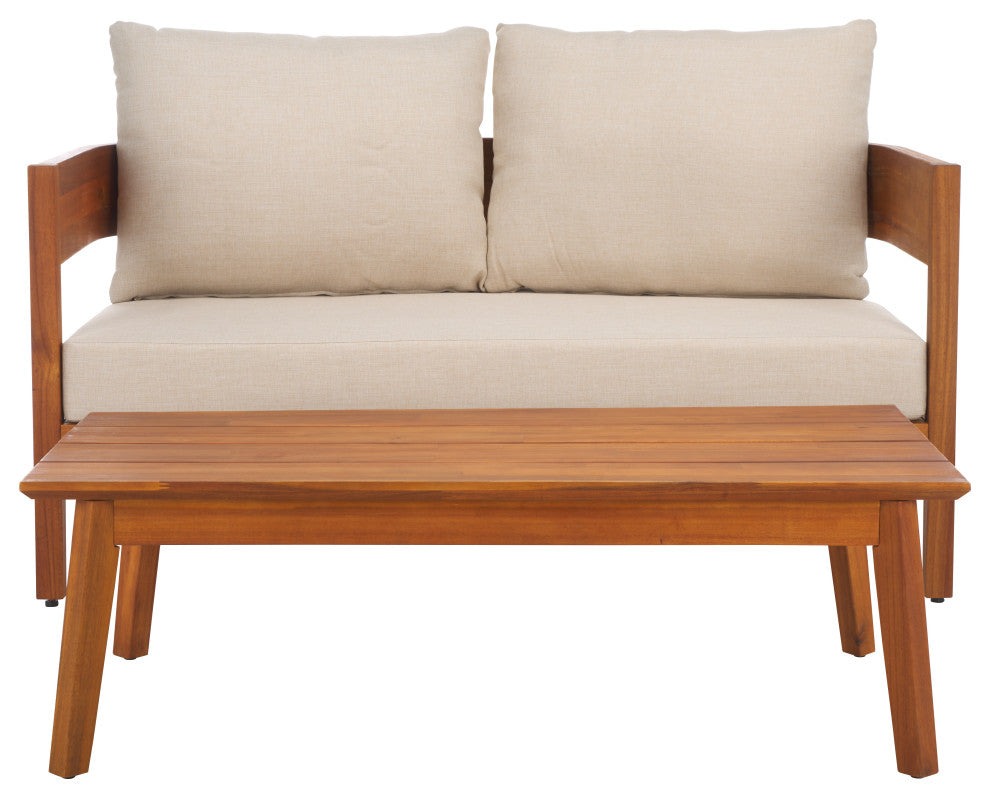 Safavieh Theo Bench And Table, Natural/Taupe