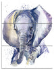 Baby Elephant Blue Watercolor, Abstract Triptych Canvas Print, 28x36, 3 Panels