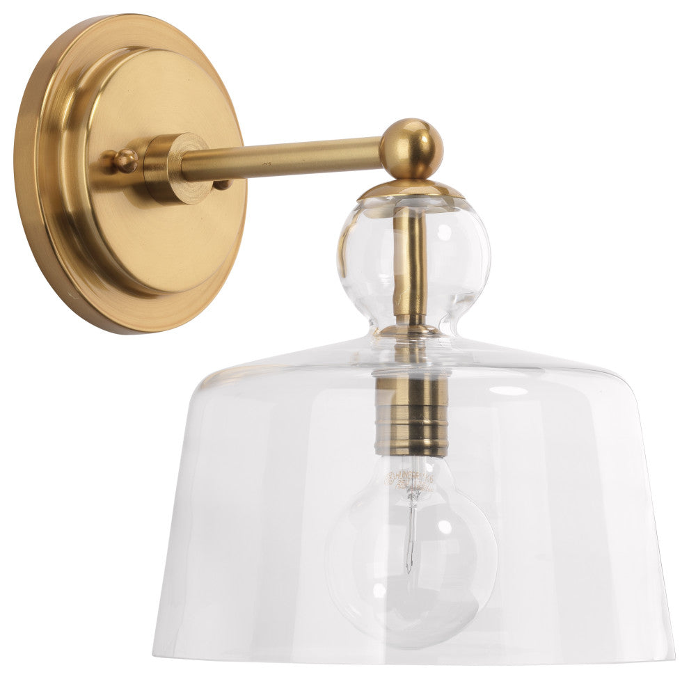 Hudson Glass Wall Sconce, Brass