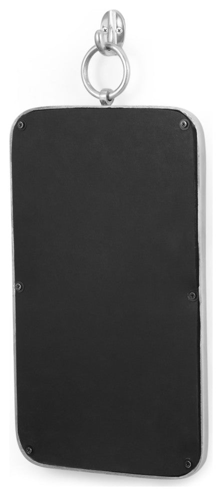 Gareth Modern Handcrafted Rectangular Aluminum Wall Mirror, Silver