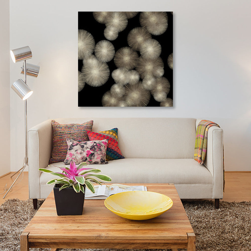 "Pewter Sunbursts" by Abby Young, Canvas Print, 12"x12"