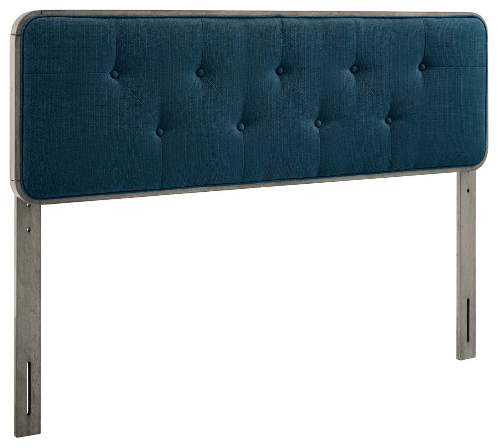 Collins Tufted Twin Fabric and Wood Headboard Gray Azure