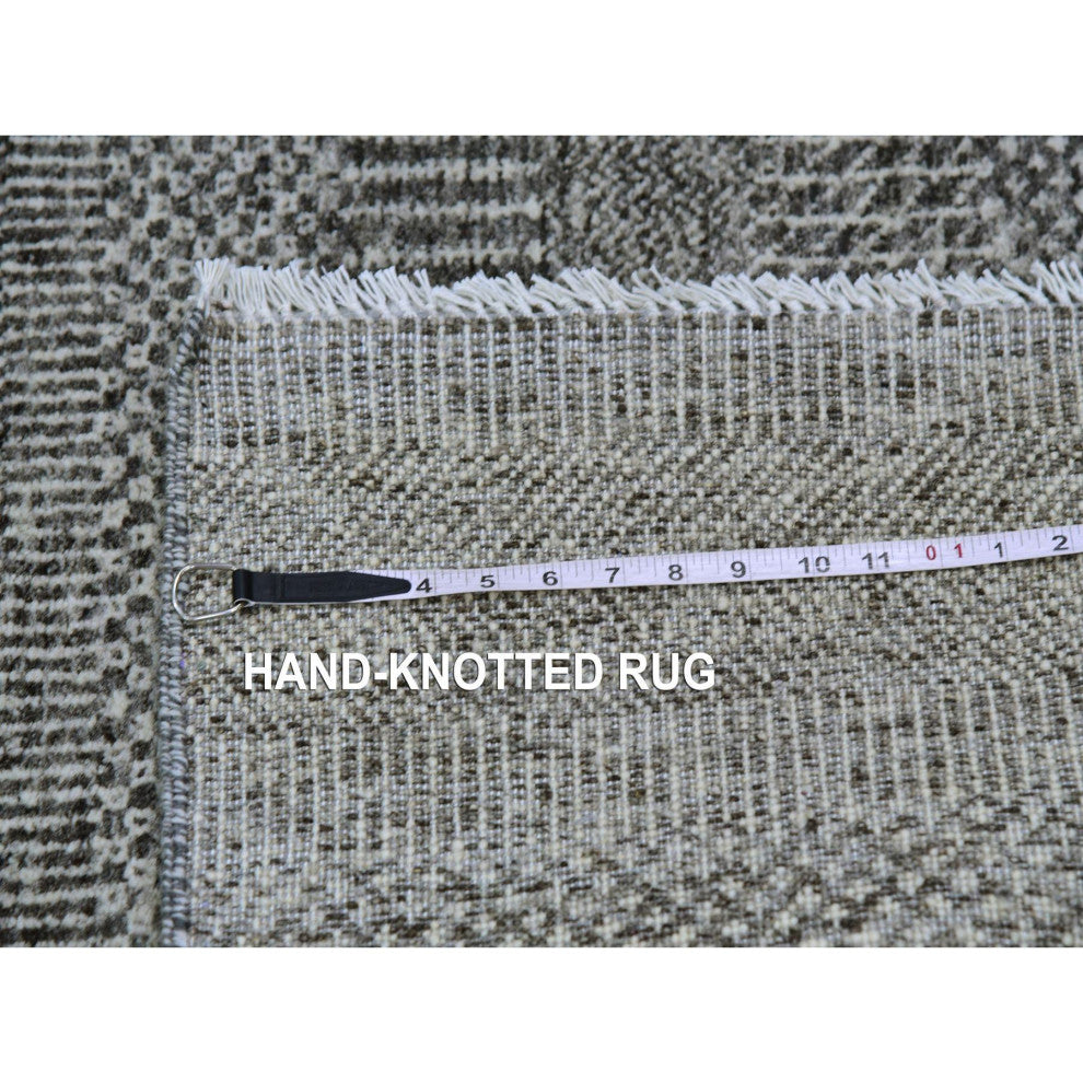 Dolphin Gray Hand Knotted Grass Design Natural Undyed Wool Runner Rug 2'8"x6'2"