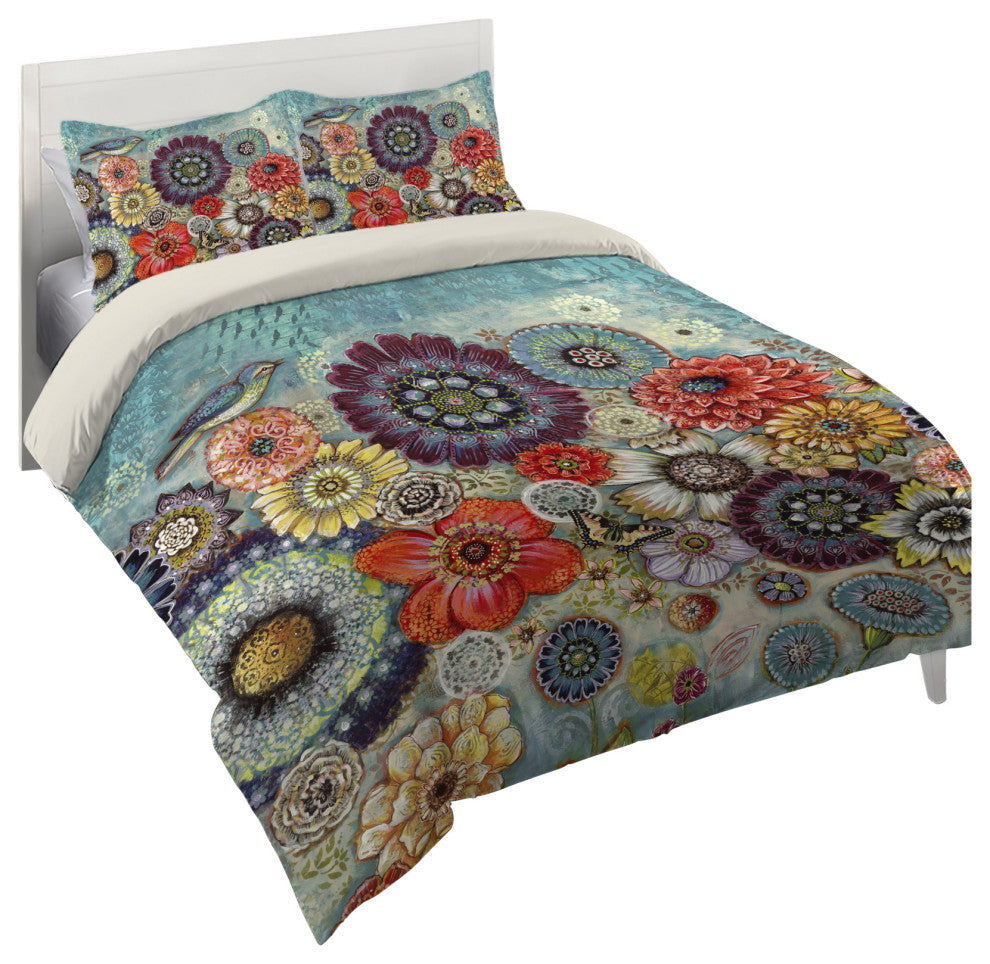 Blue Bird Boho King Comforter