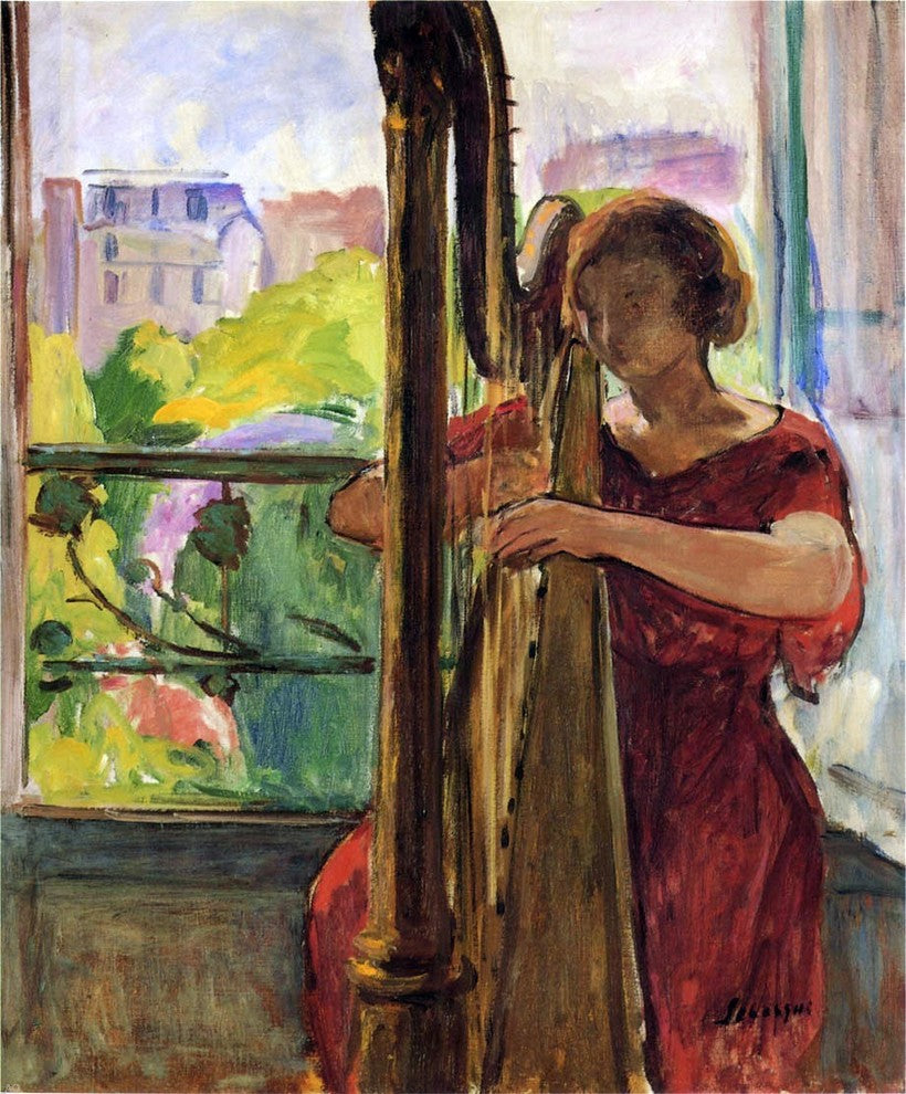 Henri Lebasque A Girl Playing a Harp Wall Decal
