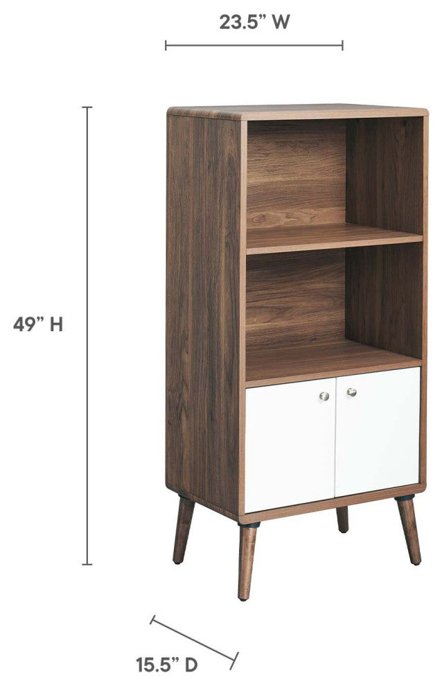 Transmit Display Cabinet Bookshelf, Walnut White