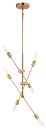 Axis Six Light Medium Chandelier, Satin Brass