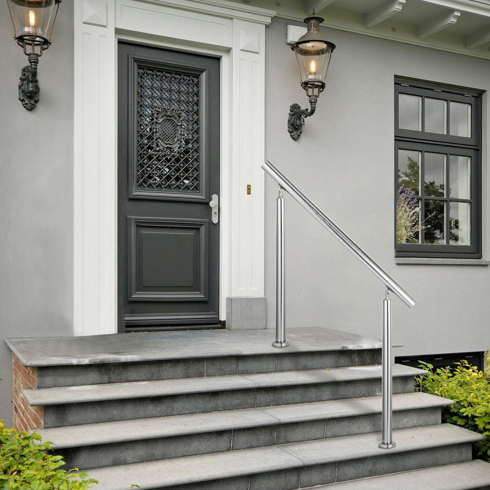 Stainless Steel Handrail Silver Outdoor Stair Railing, 39.4in/100cm