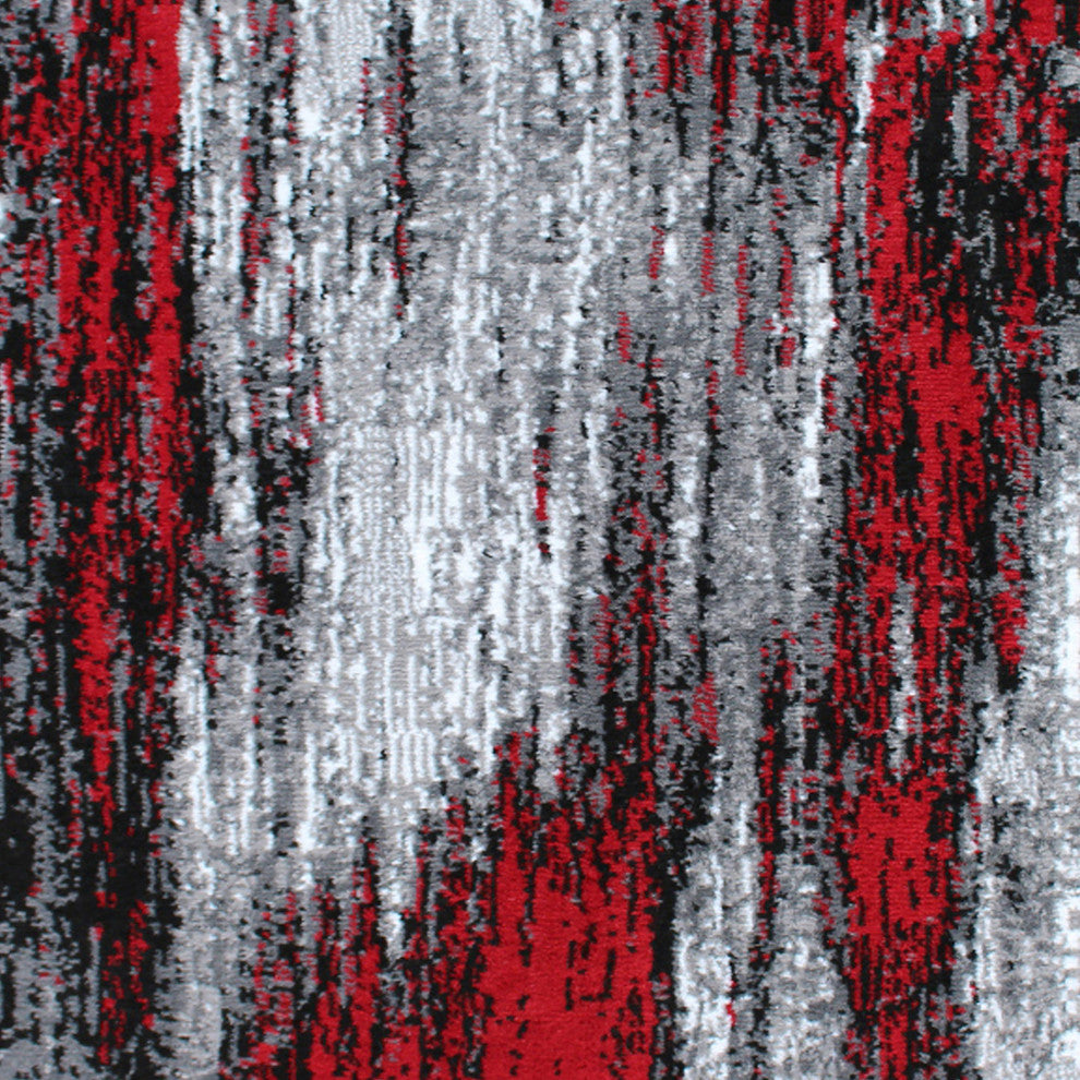 Rylan Collection Abstract Pattern Area Rug-Red - 2' x 10'