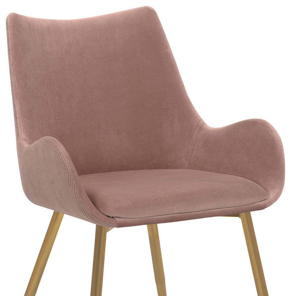 Avery Pink Fabric Dining Room Chair with Gold Legs