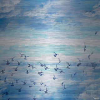 "Meadow Flock" Print on Brushed Aluminum, 32"x32"