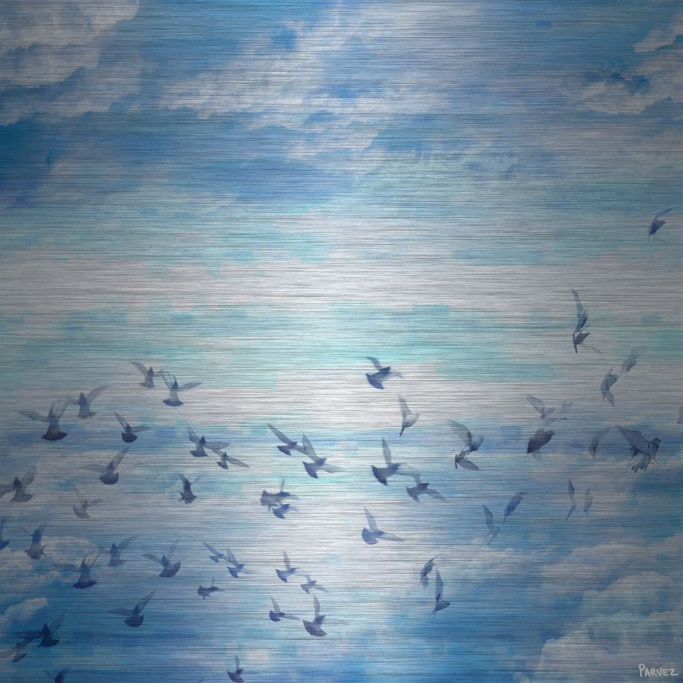 "Meadow Flock" Print on Brushed Aluminum, 32"x32"
