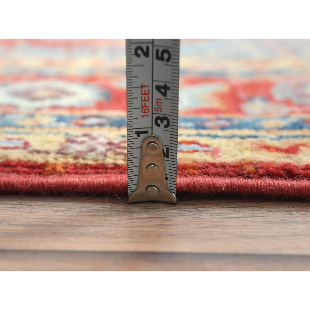 Imperial Red, Afghan Peshawar Heriz Wool Hand Knotted Oriental Rug, 4'x5'9"