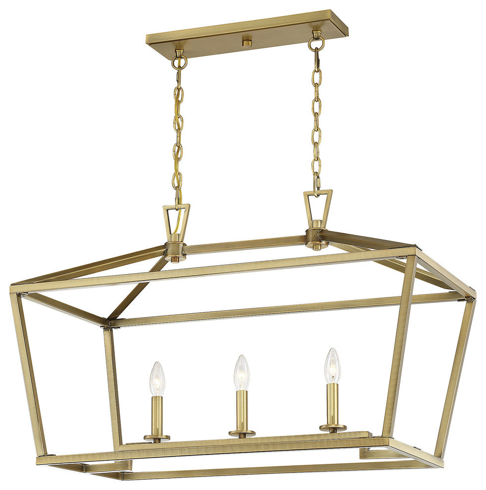 Townsend 3-Light Trestle Chandelier, Warm Brass