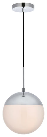 Eclipse 1 Light Pendant, Chrome And Frosted White