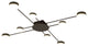 Carouge | Cruciform LED Ceiling Chandelier, Black, 6 Heads