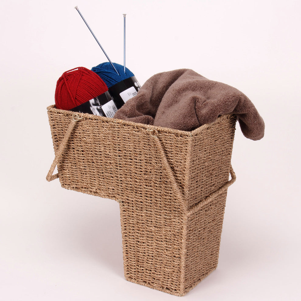 Wicker Stair Basket With Handles