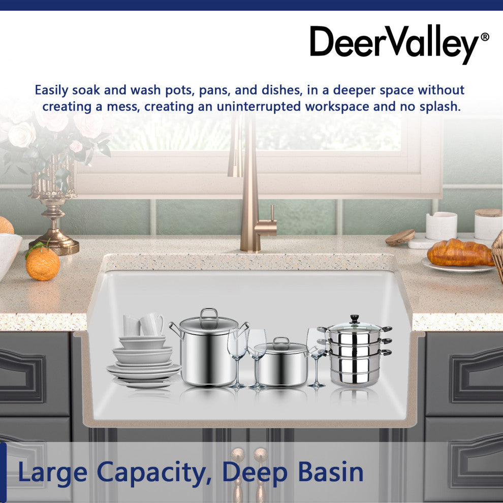 27"L x 19"W Undermount Fireclay Kitchen Sink with Sink Grid and Basket Strainer