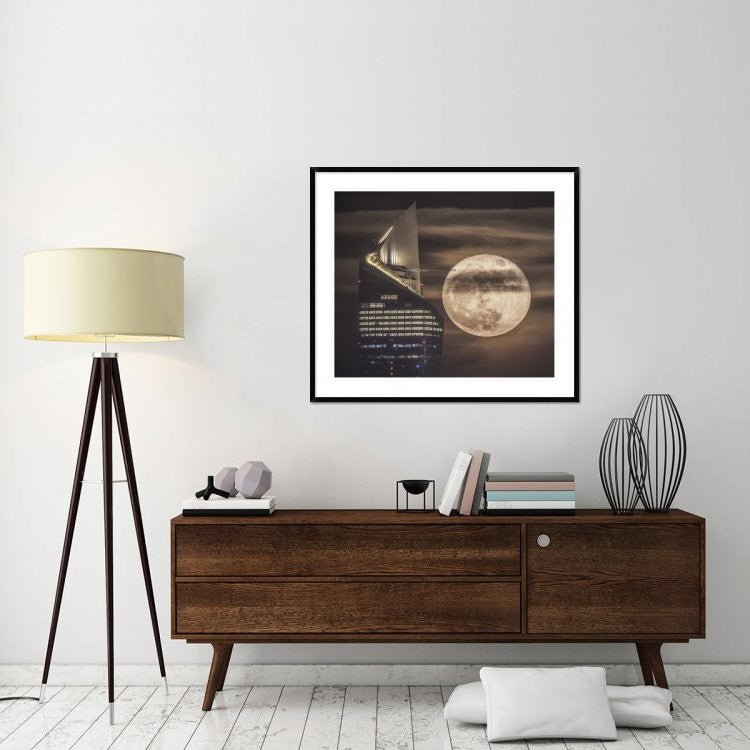 "Handling The Supermoon" Framed Digital Print by Faisal Alnomas, 44x38"