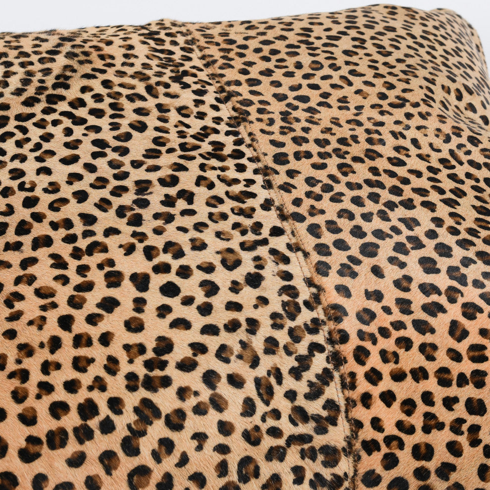 Leopard 100% Cow Hide 20" Throw Pillow in Animal Print by Kosas Home