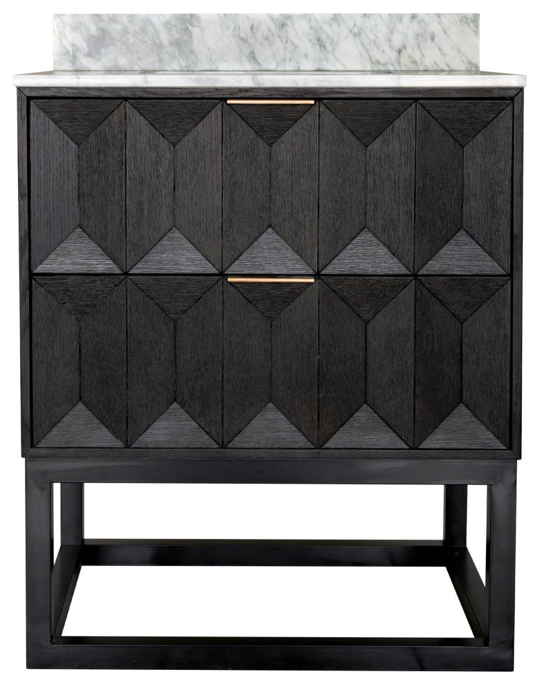 Henley 30" Bathroom Vanity, Dark Oak, Top: Carrara Marble