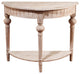 Half Round Console With Shelf, Weathered Finish