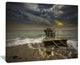 "Ruined Wooden Pier For Boats At Sunset" Sea Bridge Wall Art, 20"x12"