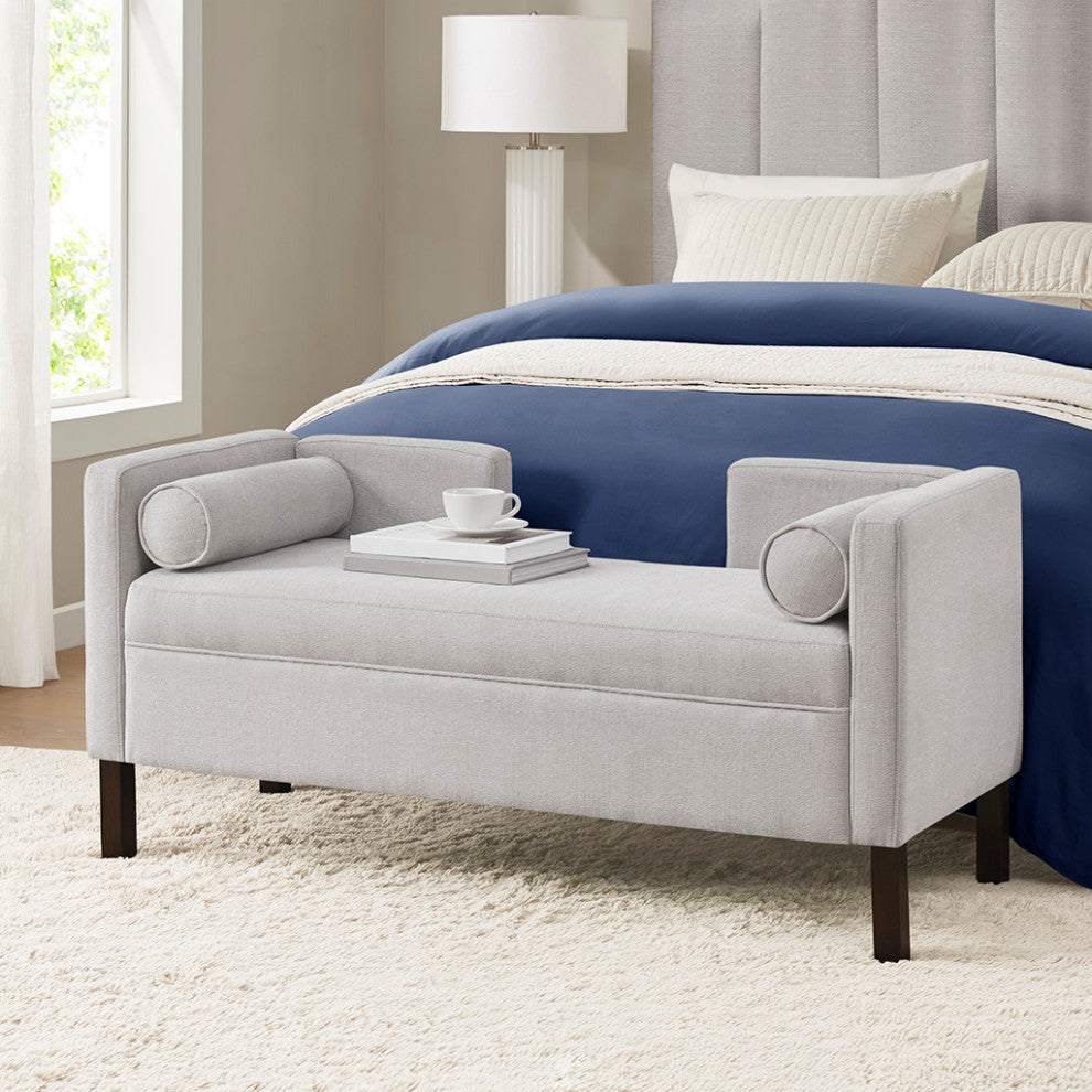 Madison Park Bradford Modern Open Back Upholstered Accent Bench, Grey