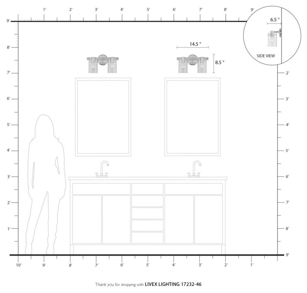 Munich 2 Light Black Chrome Vanity Sconce