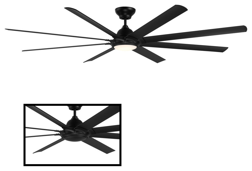 Hydra 96" Indoor/Outdoor 8-Blade Smart Ceiling Fan, Matte Black, 3000K Light Kit