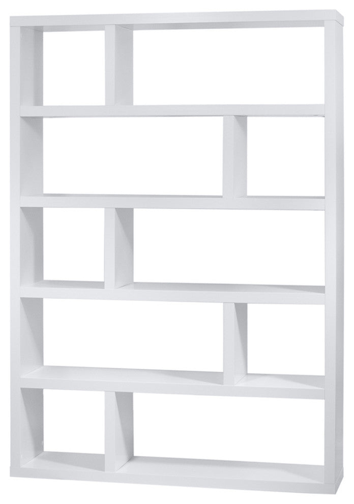 Contemporary Large High Modular Book Shelf, Pure White
