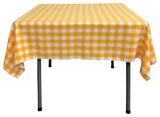 Polyester Gingham Checkered 52" Square Tablecloth, White and Dark Yellow